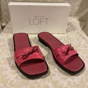 Ann Taylor Pink Leather Slides 8.5